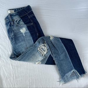 HIDDEN JEANS Double Panel Distressed Hem Jeans